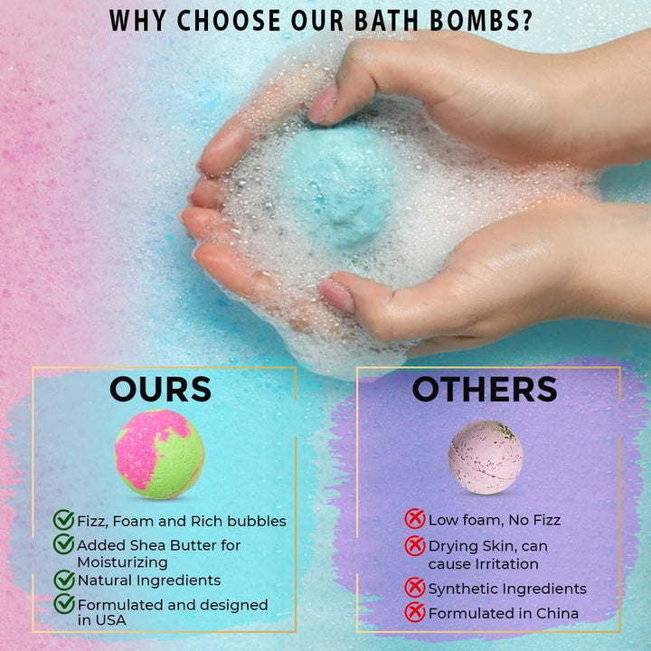 Bath Bombs for Women Gift Set - 24 Natural and Organic Bath Bombs with Essential Oils & Moisturizing Shea Butter, Spa Birthday Gift, Selfcare Valentine's Day Gift for Her, Women, Teen Girls, Kids,